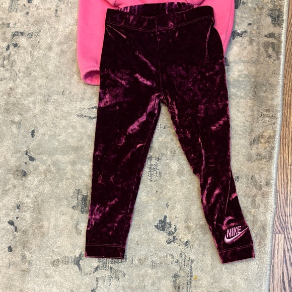 Nike Pink and Maroon Hoodie with Velvet Pants - Picture 2 of 3